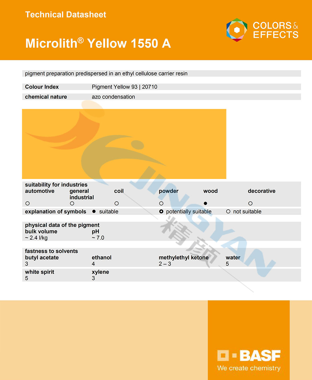 巴斯夫微高力1550A纳米颜料TDS技术说明书