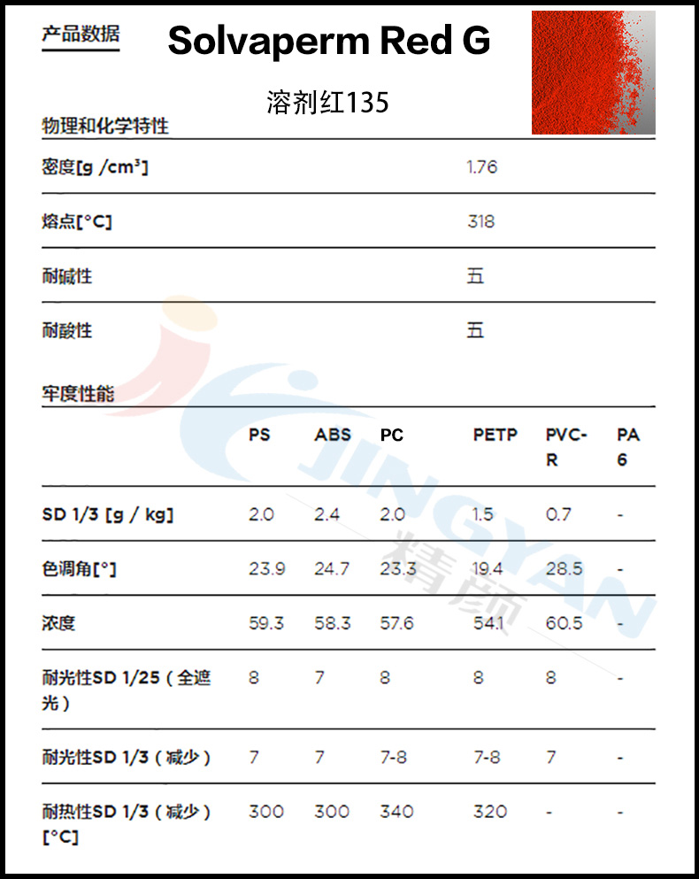 科莱恩Solvaperm染料红G数据表